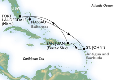 7nt FT Lauderdale MSC Cruise Map